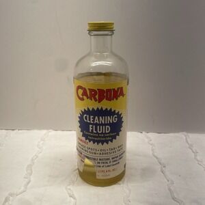 VIntage Carbona Cleaning Fluid Bottle 1/3 Full 1 Pint 4 fl oz Cleaning Agent